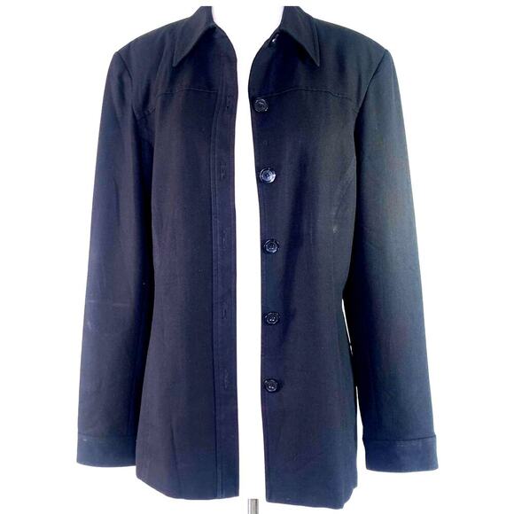 Liz Claiborne Long Sleeve Button Down Shirt Jacket Shacket Size 10 Black - Picture 1 of 12